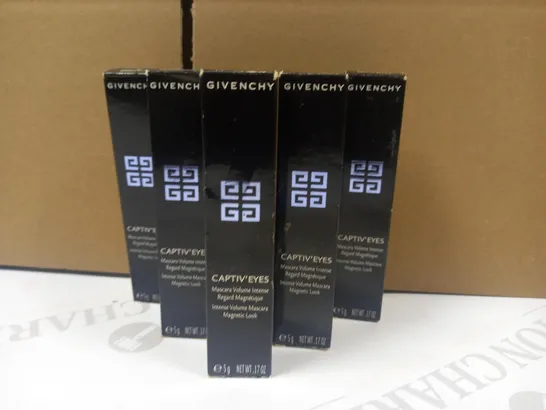 LOT OF 5 X 5G ASSORTED GIVENCHY CAPTIV'EYES INTENSE VOLUME MASCARA MAGNETIC LOOK