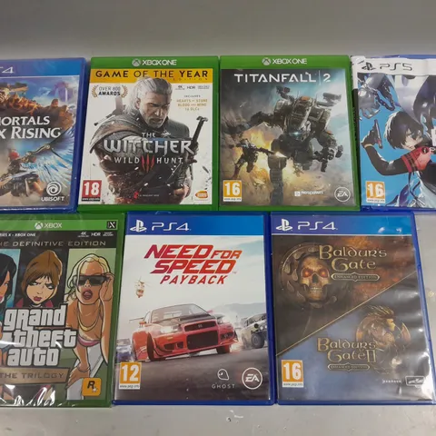 7 X ASSORTED VIDEO GAMES TO INCLUDE THE WITCHER III, TITANFALL 2, NEED FOR SPEED PAYBACK ETC 