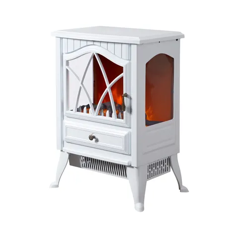 BOXED NEO FREESTANDING ELECTRIC FIRE HEATER WITH REALISTIC FIRE EFFECT - WHITE (1 BOX)