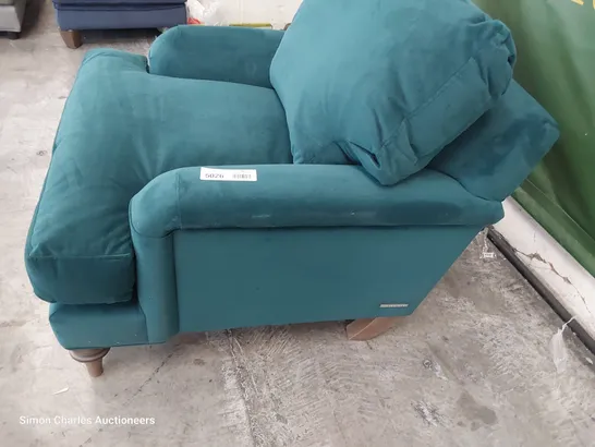 QUALITY BRITISH DESIGNER LOUNGE Co. EASY CHAIR TURQUOISE PLUSH FABRIC 