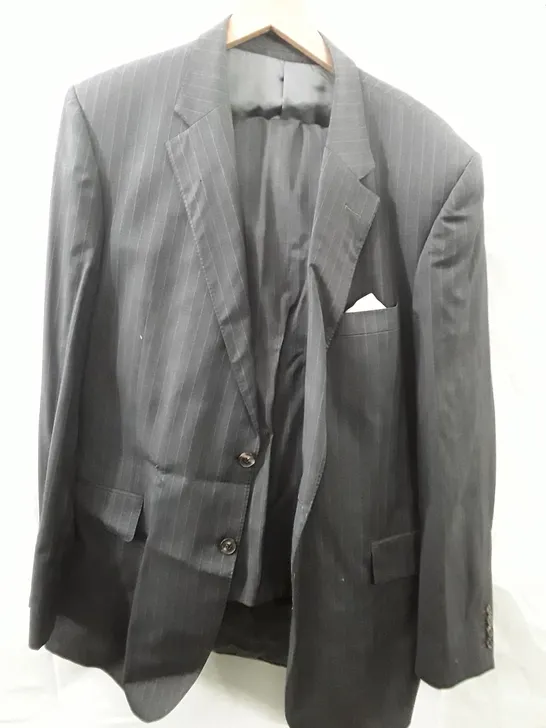 GIEVES & HAWKES GREY PIN STRIPE SUIT JACKET AND TROUSERS - 44L