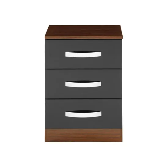 BOXEE ARKADIJ 2 DRAWER BEDSIDE TABLE WALNUT/BLACK