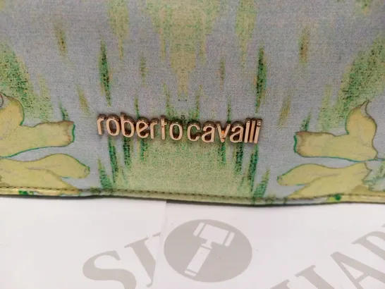 ROBERTO CAVALLI GREEN YELLOW FABRIC SHOULDER BAG