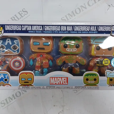 POP ACTION FIGURE OF GINGERBREAD CAPTAIN AMERICA, IRON MAN, HULK & THOR (GLOW IN THE DARK)