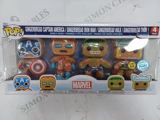 POP ACTION FIGURE OF GINGERBREAD CAPTAIN AMERICA, IRON MAN, HULK & THOR (GLOW IN THE DARK)