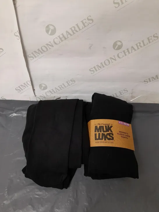 LOT OF 4 PAIRS OF MUK LUKS BLACK FLEECE LINED TIGHTS SIZE 2XL/3XL