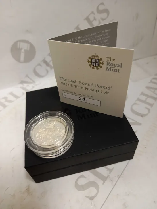 THE ROYAL MINT THE LAST 'ROUND POUND' 2016 UK SILVER PROOF £1 COIN