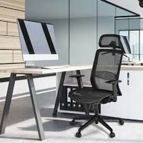 BOXED COSTWAY OFFICE CHAIR ON WHEELS ERGONOMIC MESH OFFICE CHAIR GAMING CHAIR 68 X 68 X 114.5-124.5cm - BLACK