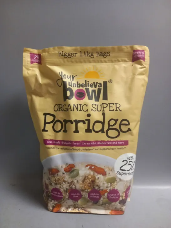 SEALED YOUR UNBELIEVABOWL ORGANIC SUPER PORRIDGE 1.4KG