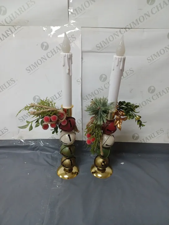 JINGLE BELL TAPERS LED CANDLE HOLDERS