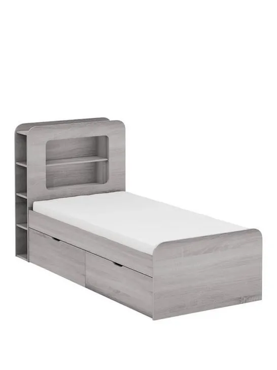 BOXED GRADE 1 ASPEN KIDS STORAGE BED FRAME - GREY OAK (2 OF 2 BOXES)