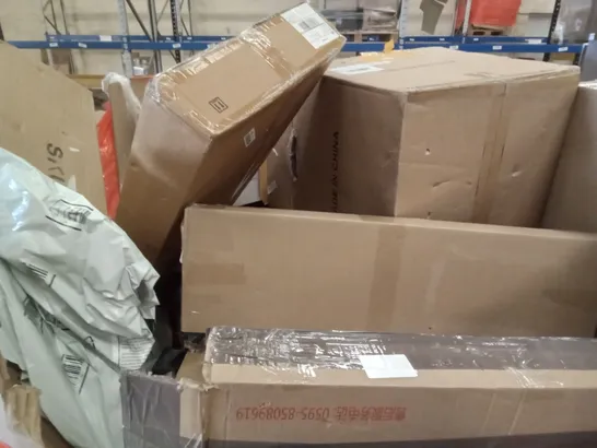 PALLET OF ASSORTED ITEMS INCLUDING GASETBL DESK CHAIR, STOREMIC FLOATING SHELF, POSTER FRAME, ZEGUR GARMENT CARRIER, THERMOSTATIC SHOWER MIXER SYSTEM