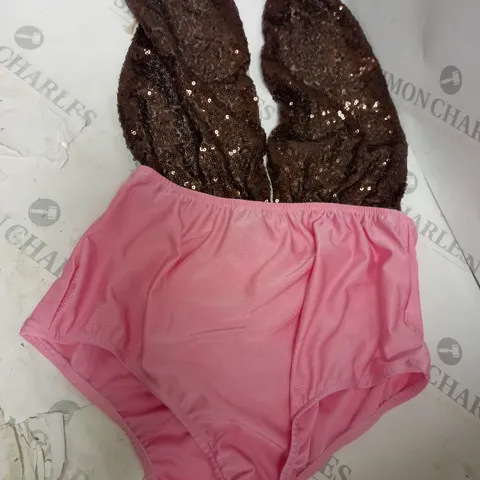 BRAND NEW MIRROR IMAGE PINK AND BROWN SEQUIN BODY SUIT X 10