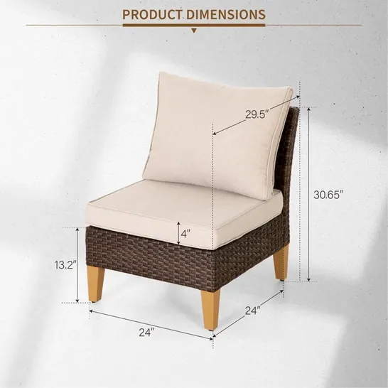 BOXED WICKER OUTDOOR GARDEN CHAIR - BROWN/BEIGE (1 BOX)