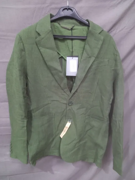 PERCIVAL TAILORED LINEN BLAZER IN FOREST GREEN - SIZE 38