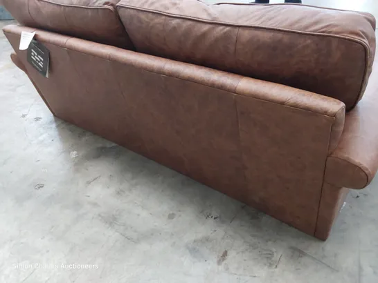 QUALITY BRITISH DESIGNER LOUNGE Co. THREE SEATER SOFA ANTIQUE TOBACCO LEATHER 