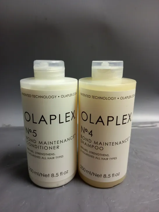 SET OF 2 OLAPLEX TO INCLUDE NO.4 BOND MAINTENANCE SHAMPOO (250ML) AND NO.5 BOND MAINTENANCE CONDITIONER (250ML)