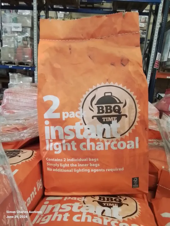 A PALLET TO CONTAIN APPROXIMATELY 110 X 2PACK BAGS OF INSTANT LIGHT CHARCOAL 