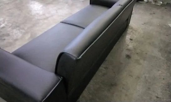 DESIGNER BLACK LEATHER LOW SEATED 2 SEATER SOFA