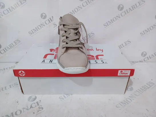 BOXED PAIR OF RIEKER TRAINERS IN TAUPE SIZE 6