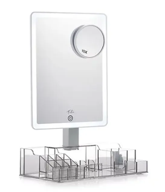 TILI LED MIRROR WITH ACRYLIC STORAGE GREY