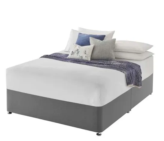 BAGGED SILENTNIGHT UPHOLSTERED PREMIUM DEVAN SUPERKING BED SLATE GREY (2 ITEMS)