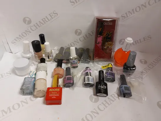 BOX OF APPROX 20 ITEMS TO INCLUDE ROSALIND SOAK OFF GEL POLISH, YSUVIN SOAK OFF GEL POLISH, LIP AND NAIL DUO