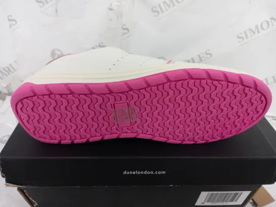 BOXED PAIR OF DUNE TRAINERS IN PINK/WHITE UK SIZE 7