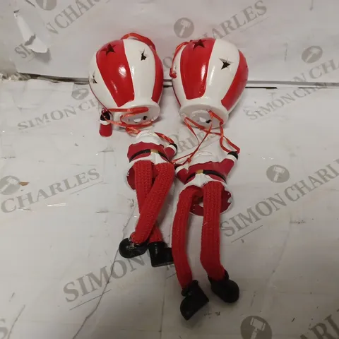 OUTLET SANTAS EXPRESS SET OF 2 PRELIT PARACHUTING SANTA DANGLY LEGS