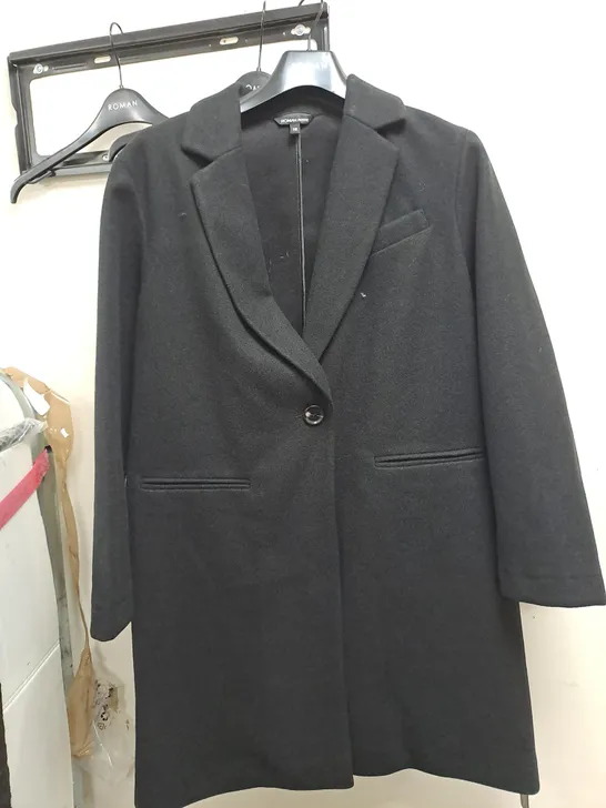 ROMAN BLACK WOOLLY TRENCH COAT SIZE 18