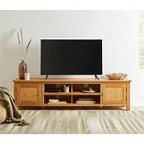 BOXED FULTON WIDE TV UNIT 18 × 59 × 17 INCH RUSTIC OAK EFFECT 