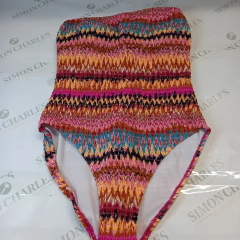 BODEN SMOCKED BANDEAU SWIMSUIT IN MULTICOLOUR SIZE 12