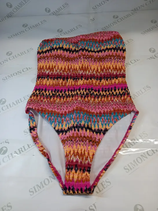 BODEN SMOCKED BANDEAU SWIMSUIT IN MULTICOLOUR SIZE 12