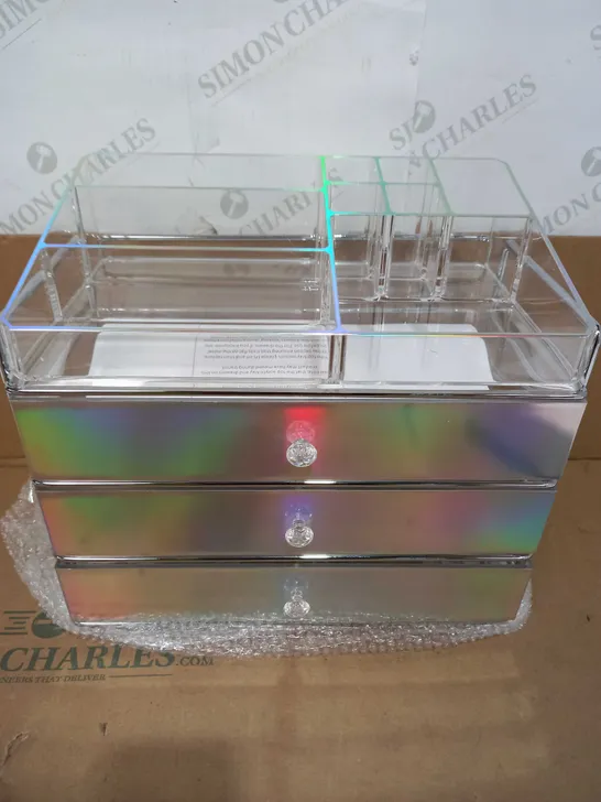 TILI FRAMED ACRYLIC STORAGE DRAWER SET - HOLOGRAPH