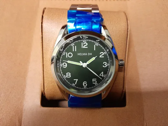 BOXED HELMA DH 3ATM WATER RESISTANT DARK GREEN FACE WATCH