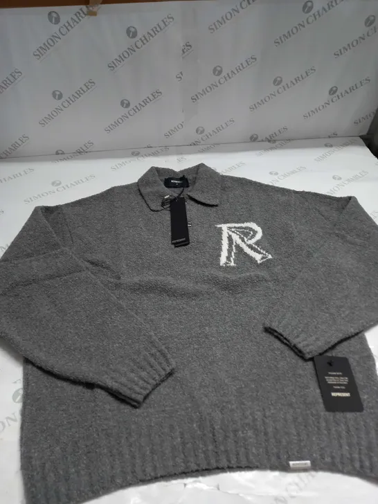 REPRESENT INITIAL BOUCLE POLO CARDIGAN SIZE M