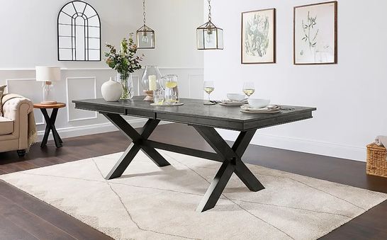 BOXED DESIGNER GRANGE GREY WOOD 180-220CM EXTENDING DINING TABLE (2 BOXES)