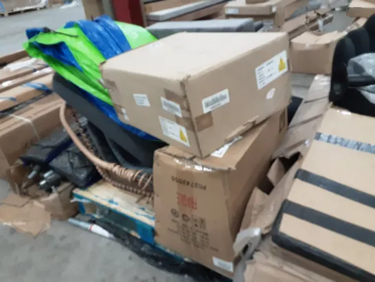 PALLET  CONTAINING CHAIR , LEG REST , COUPLED PAN AND BOXED FURNITURE PARTS 