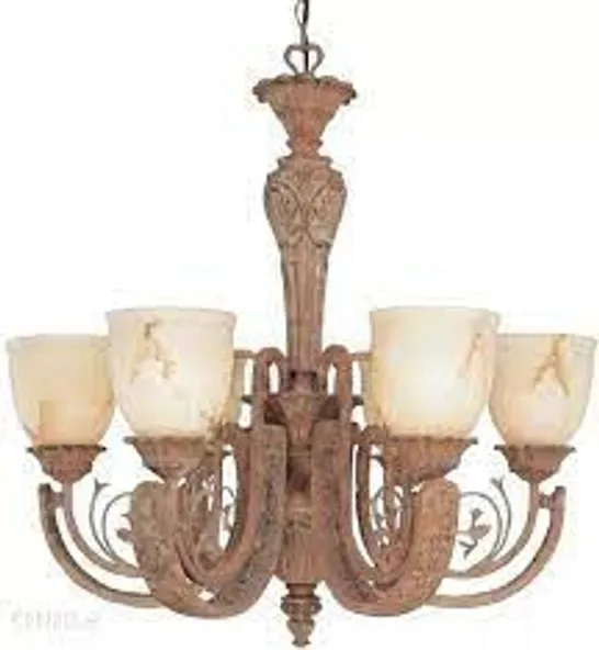 BOXED CUSTOMHOUSE 6 LIGHT SHADED CHANDELIER (1 BOX)