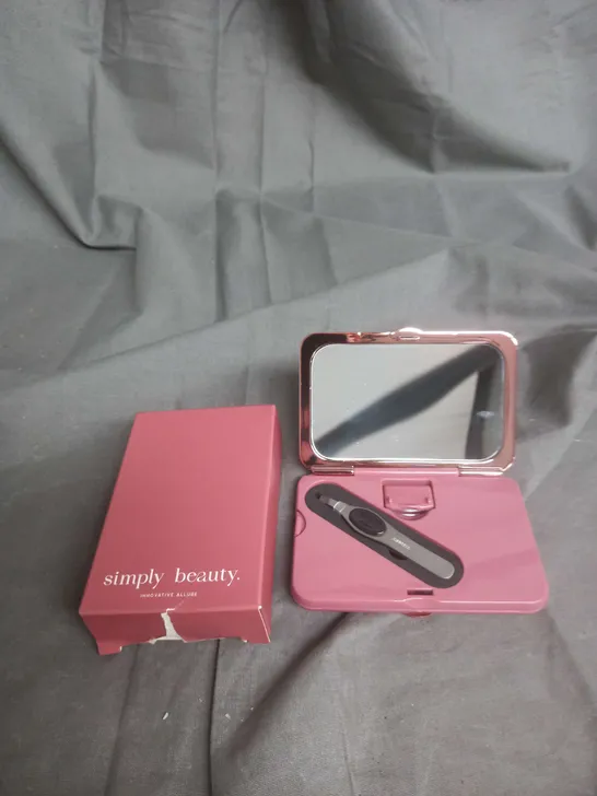 SIMPLY BEAUTY MAGNIFICATION MIRROR WITH LED, TWEEZERS & CRYSTAL NAIL FILE IN FUCHSIA/GOLD