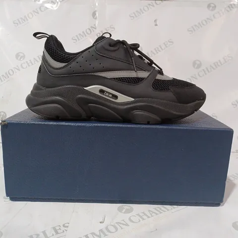 BOXED PAIR OF DIOR TRAINERS IN BLACK/REFLECTIVE GREY EU SIZE 43