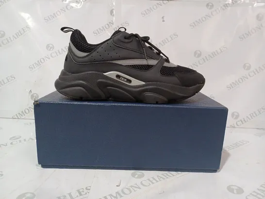 BOXED PAIR OF DIOR TRAINERS IN BLACK/REFLECTIVE GREY EU SIZE 43