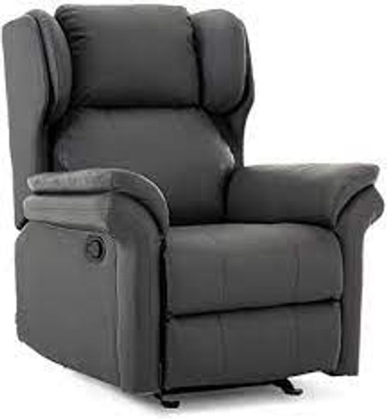 BOXED OAKFORD GREY FAUX LEATHER RISE RECLINER ARMCHAIR (2 BOXES) RRP £499.99