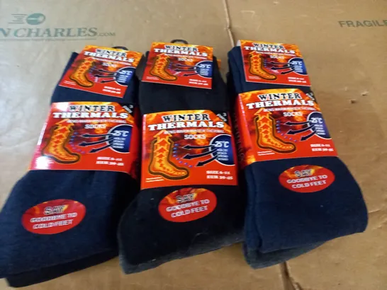 LOT OF 3 3-PACKS OF THERMAL SOCKS