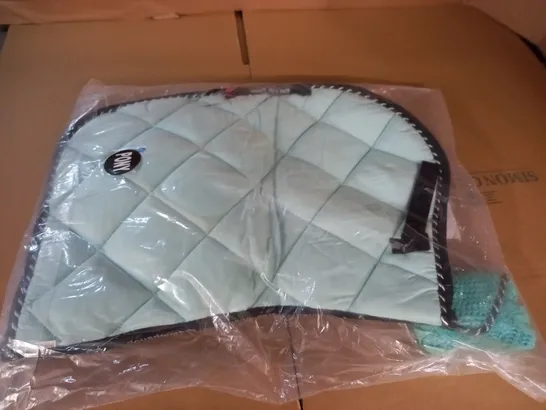 GALLOP SHOP NUMNAH HORSE SADDLE PAD WITH MATCHING FLY VEIL IN MINT - PONY