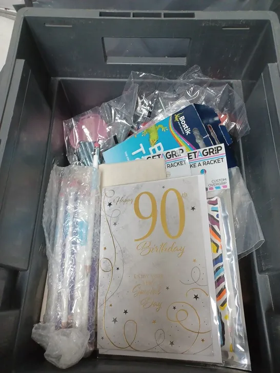 BOX OF APPROXIMATELY 15 ASSORTED HOUSEHOLD ITEMS TO INCLUDE FINE LINER PENS, ACRYLIC PAINT AND ECO SPRAY REFILLS