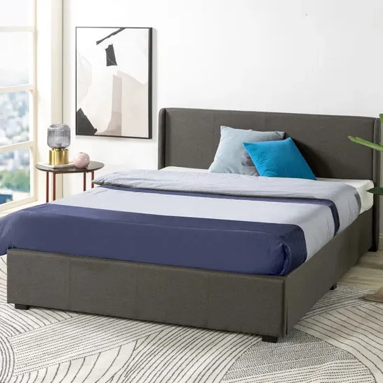 BOXED ESTELLA UPHOLSTERED OTTOMAN BED FRAME WITH HEADBOARD - GREY, SUPER KING (1 BOX)