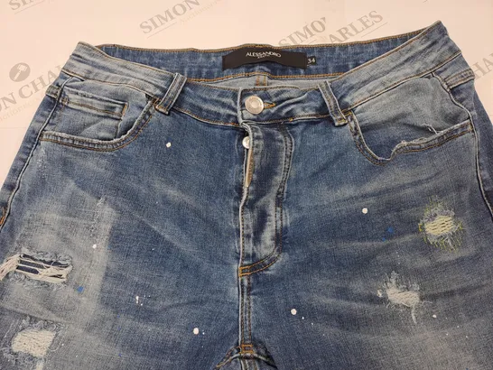 ALESSANDRO ZAVETTI DISTRESSED BLUE JEANS - 34