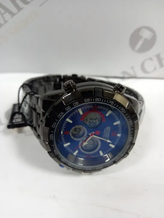 BOXED BARKERS OF KENSINGTON MEGA SPORT BLUE DIAL WATCH 