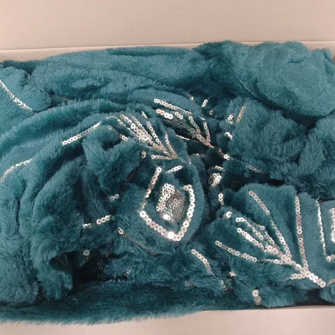 JULIEN MACDONALD EMERALD GREEN EMBELLISHED FAUX FUR THROW